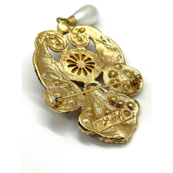 JEFF LIEB Faux Amethyst Dangle Brooch - Picture 3 of 5